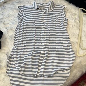 Calvin Klein Sleeveless Button-Up hi-lo Blouse